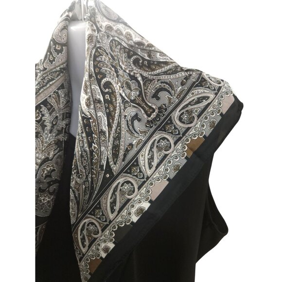 Paisley Print Square Scarf Black/Brown 27x27 Western Wild Rag - Picture 11 of 13